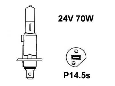 Halogen polttimo 24V H1 70W 10kpl/pkt
